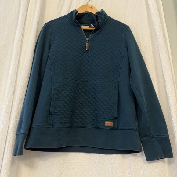 LL Bean Women's Size M Quilted Full-Zip Sweatshirt Dark Teal Blue Classic - Picture 4 of 8